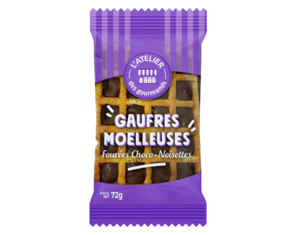 Gaufre moelleuse fourrée choco-noisette